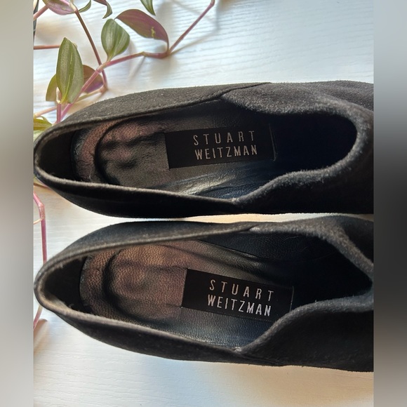 EUC designer Stuart Weitzman Black Suede block heels Sz 7 - Picture 4 of 11